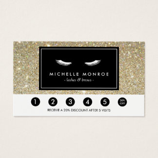 Eyelashes with Gold Glitter Loyalty Punch Card