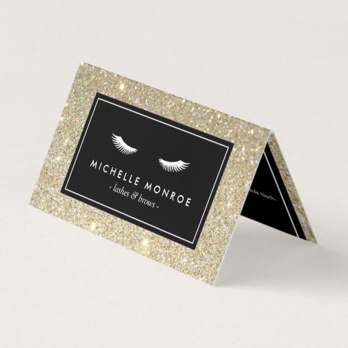 Eyelashes with Gold Glitter Salon Aftercare Business Card