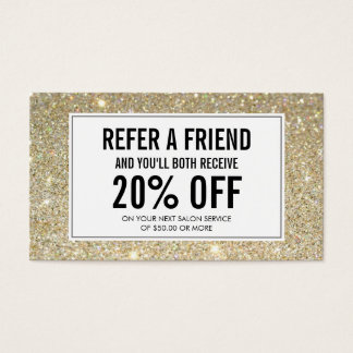 Eyelashes with Gold Glitter Salon Referral Card