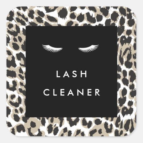 Eyelashes with Leopard Print Lash Cleaner Square Sticker