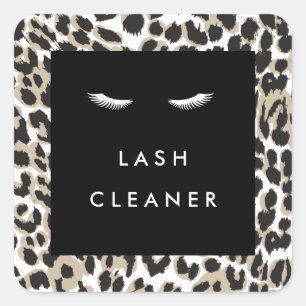Eyelashes with Leopard Print Lash Cleaner Square Sticker