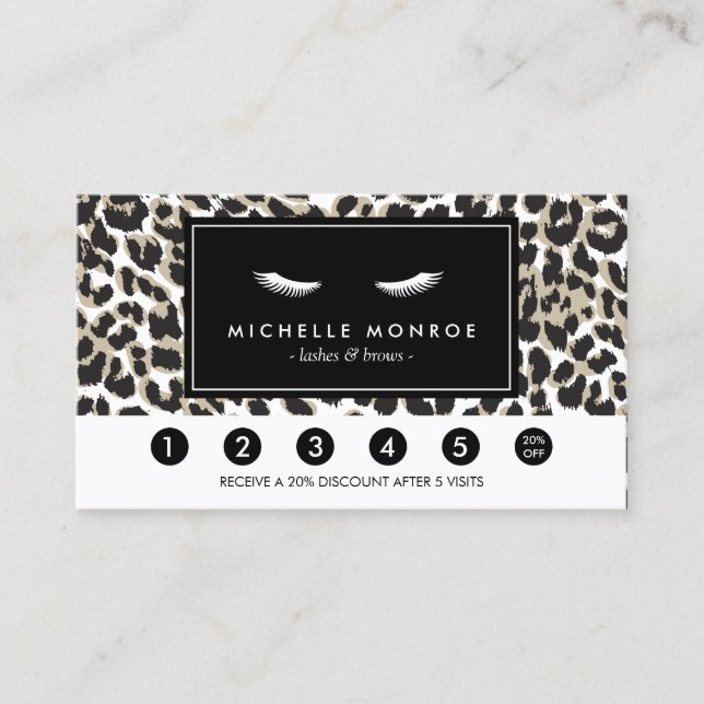 Eyelashes with Leopard Print Loyalty Punch Card (Front)