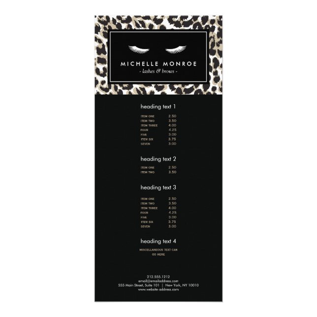 Eyelashes with Leopard Print Rack Card (Front)