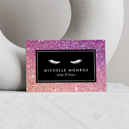 Eyelashes With Purple/pink Glitter Business Card