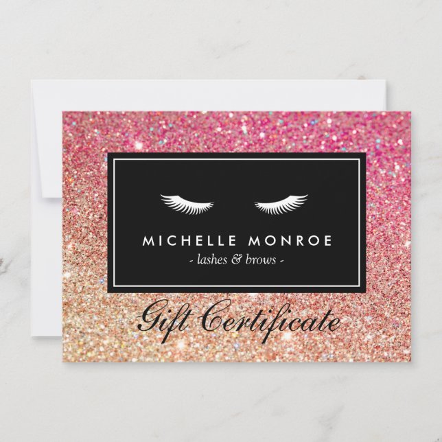 Eyelashes with Red/Bronze Glitter Gift Certificate (Front)