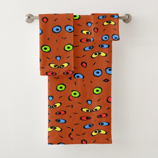 Eyes Abstract, add text Bath Towel Set (Insitu)