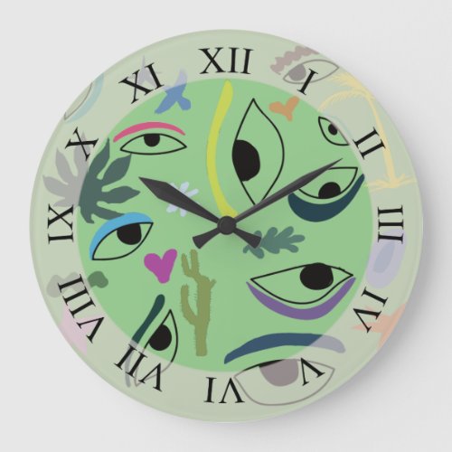 Eyes Abstract Art Pattern  Large Clock