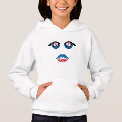 eyes and eyebrows with Croatia emblem and kiss Hoodie