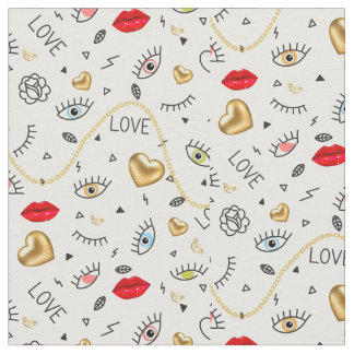 EYES AND LIPS AND HEARTS FABRIC