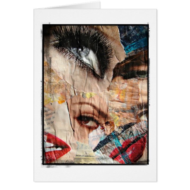 Eyes and Lips Collage Grunge Border, All Occasion Cards (Front)