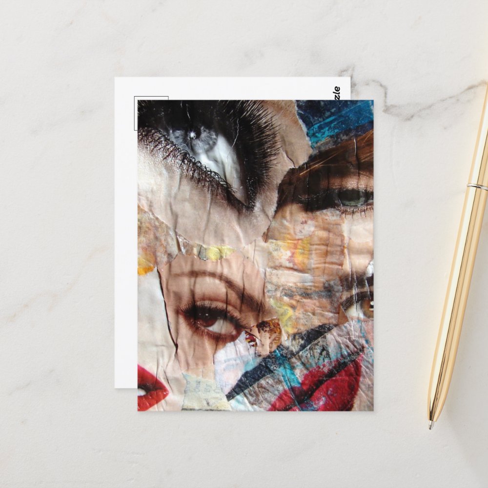 Eyes and Lips Collage Postcard