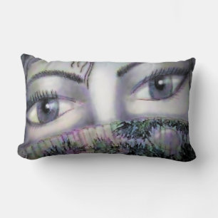 Eyes Behind Oriental Fan Lumbar Pillow