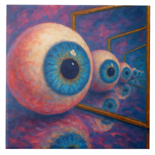 “Eyes Beyond Forever" - A Surreal Portrait Ceramic Tile