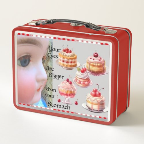 Eyes Bigger than Stomach Red Lunchbox