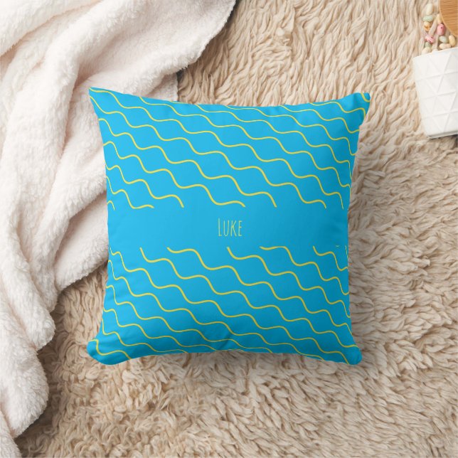 Eyes Blue Yellow Minimal Pattern Throw Pillow (Blanket)