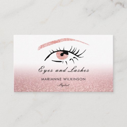 Eyes Brows Lashes Rose Gold Glitter Business Card