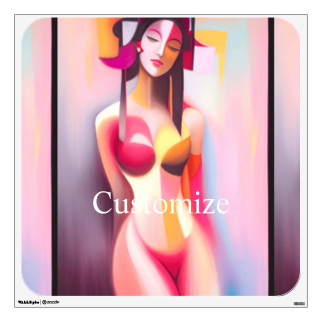 Eyes Closed Female Posing Thunder_Cove Wall Decal (Front)