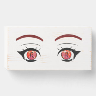 Eyes Girl Drawing letter R/Letra R Wooden Box Sign
