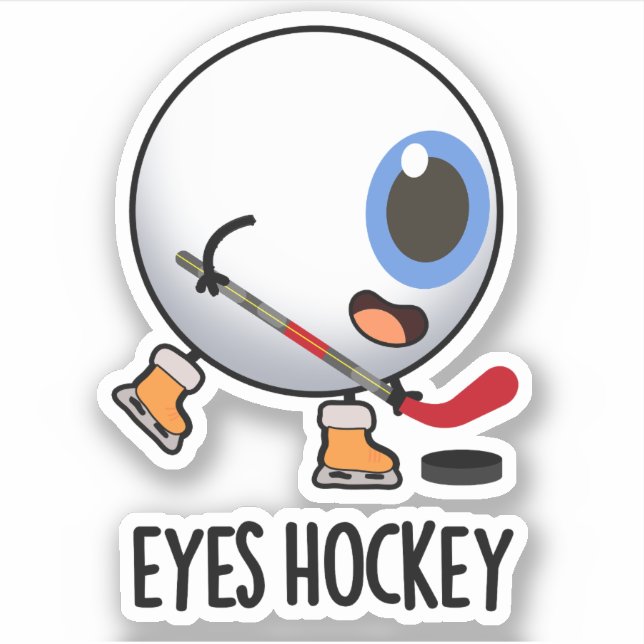 Eyes Hockey Funny Ice Hockey Sports Pun  Sticker (Front)