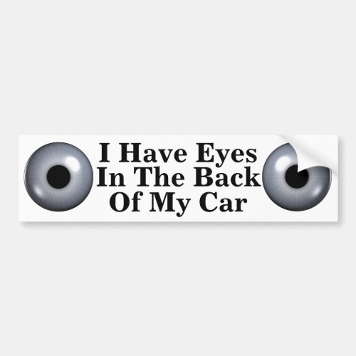 Eyes in the back of my car funny play on words  bumper sticker