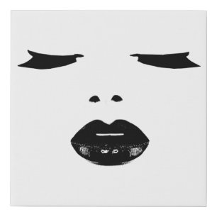 eyes lashes black lipstick lips makeup pop art faux canvas print