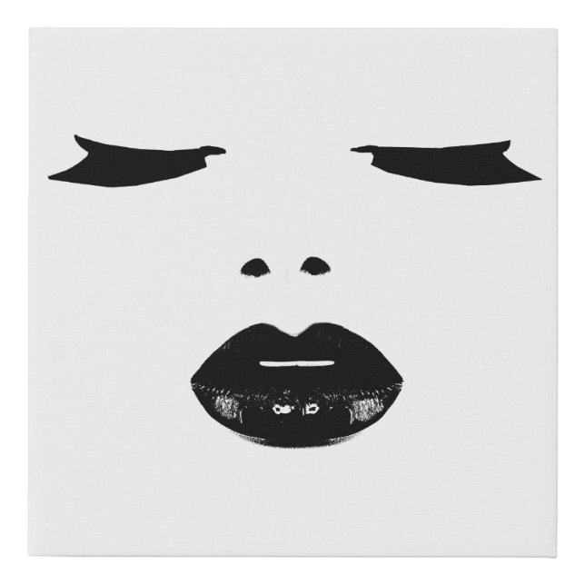 eyes lashes black lipstick lips makeup pop art faux canvas print (Front)