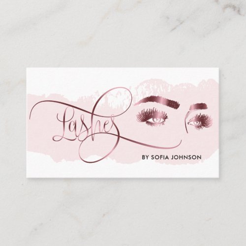 Eyes Lashes Makeup Eyebrow Rose Gold Microblading Business Card