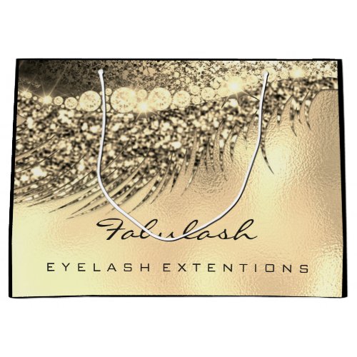 Eyes Lashes Makeup Glitter Beauty Metal Lux Gold Large Gift Bag