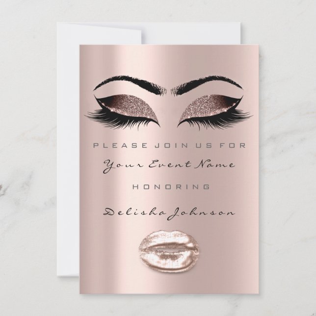 Eyes Lips Sweet 16th Birthday Party Bridal Makeup Invitation (Front)