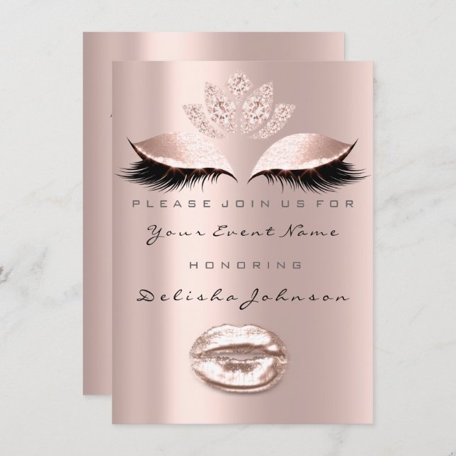 Eyes Lips Sweet 16th Drips Glitter Bridal Makeup Invitation (Front/Back)