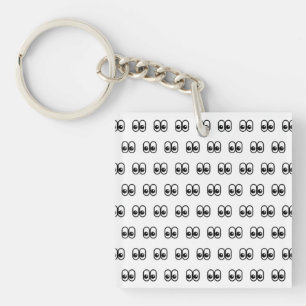 Eyes Looking Sideways Starring Eyes Emoji Pattern Keychain