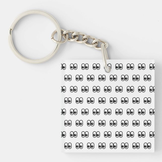 Eyes Looking Sideways Starring Eyes Emoji Pattern Keychain (Front)