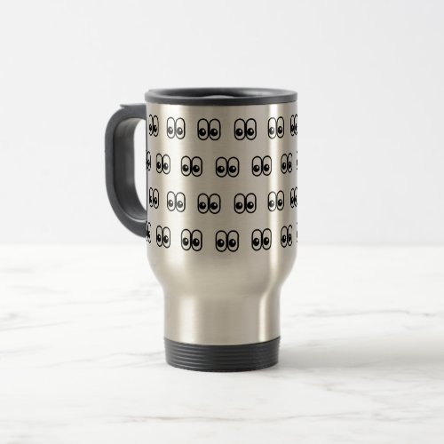 Eyes Looking Sideways Starring Eyes Emoji Pattern Travel Mug