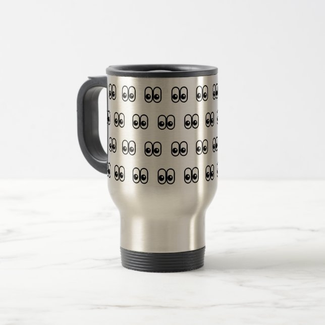Eyes Looking Sideways Starring Eyes Emoji Pattern Travel Mug (Front Left)