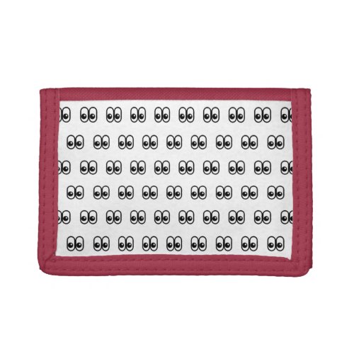 Eyes Looking Sideways Starring Eyes Emoji Pattern Trifold Wallet