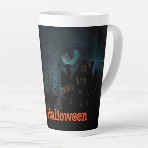 Eyes of a Black Cat Spooky Halloween Latte Mug