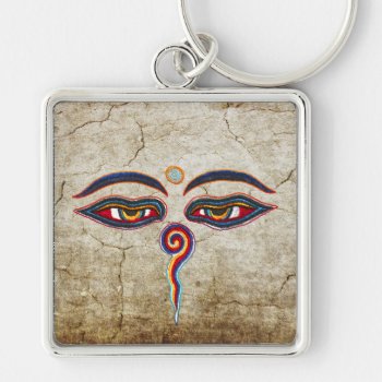 Eyes Of Buddha / Augen Der Weisheit | Antique Keychain by SpiritEnergyToGo at Zazzle