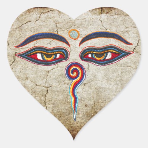 Eyes Of Buddha  Augen der Weisheit Heart Sticker