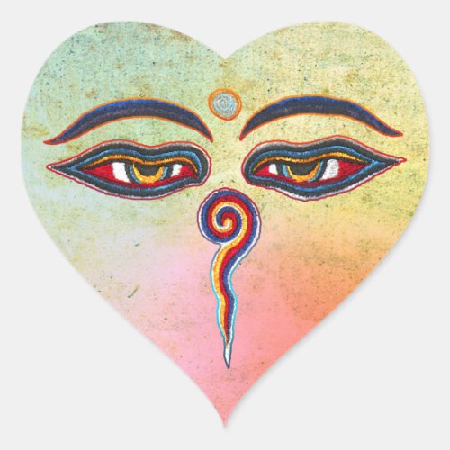 Eyes Of Buddha  Augen der Weisheit Heart Sticker