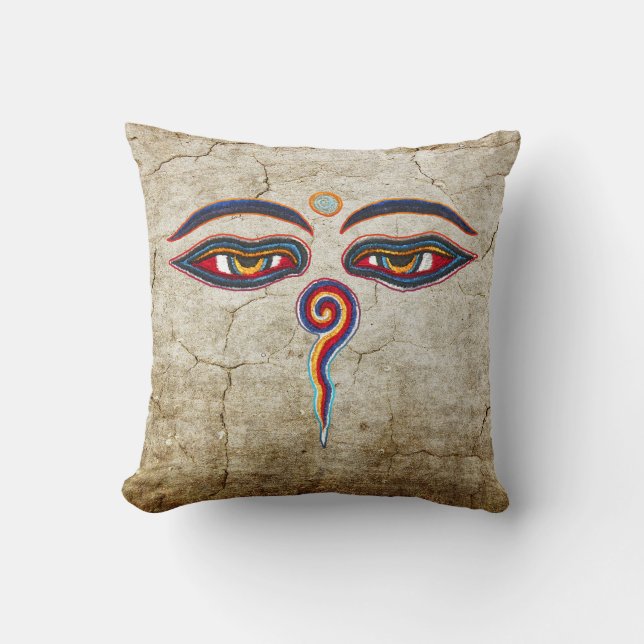 Eyes Of Buddha / Augen der Weisheit Throw Pillow (Front)