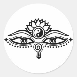 Eyes of Buddha, Yin Yang, Wisdom & Enlightenment Classic Round Sticker