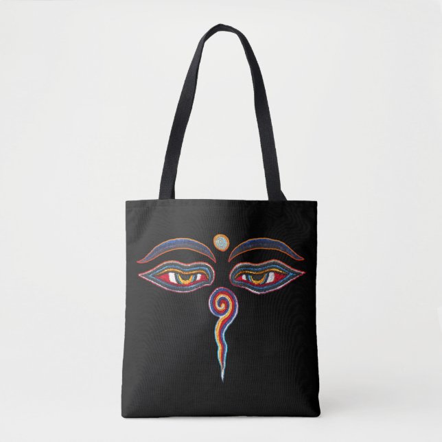 Eyes of Buddha + your background Tote Bag (Front)