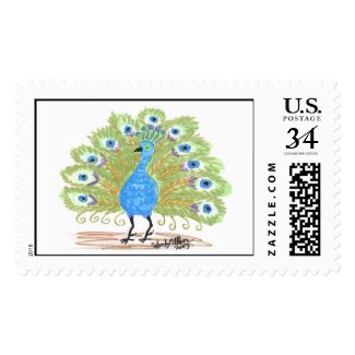 Eyes of India Peacock by Wendy C. Allen Postage