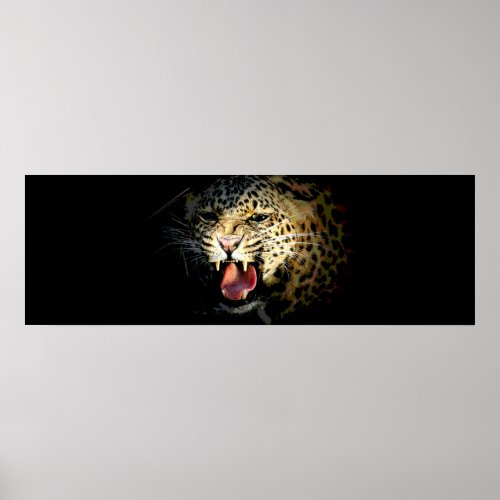 Eyes of Leopard in Shadow Door Poster Print