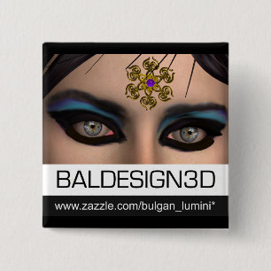 EYES OF THEDA /Baldesign3d Pinback Button