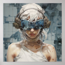 Eyes of Tomorrow: Blind Futuristic Girl Poster