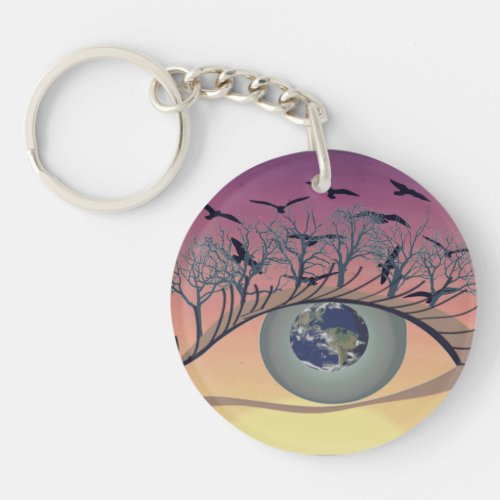 Eyes on the world earth and environment climate keychain