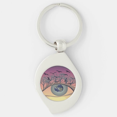Eyes on the world earth and environment climate  keychain
