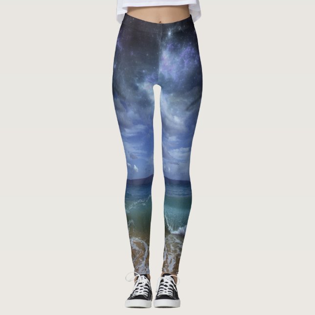 Eyes over the Ocean Beach Leggings (Front)
