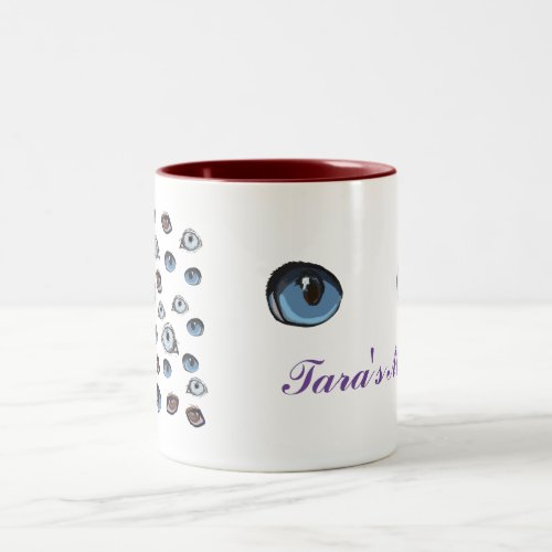 Eyes pattern Custom Name Two_Tone Coffee Mug